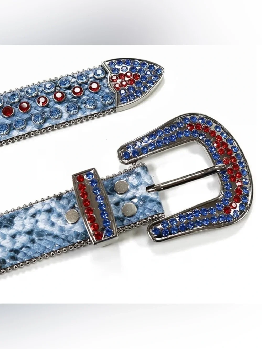 ZHCWT | women’s Red & Blue rhinestone western belt.